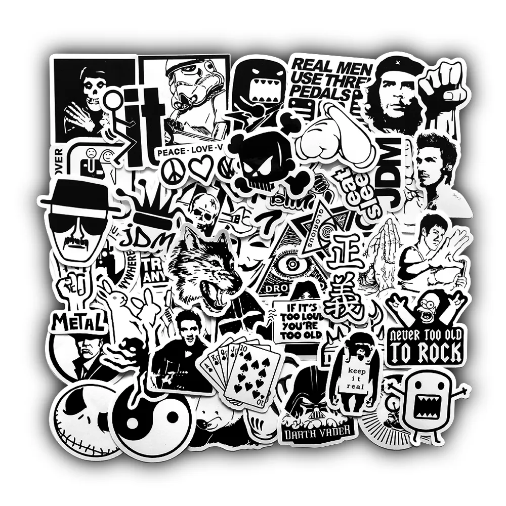 Car Sticker 10 Black And White Stickers For Kids Laptop Skateboard Bicycle  Motorcycle Cool JDM Car Styles Sticker Bomb Bumpe265S From Lkjiu01, $13.91